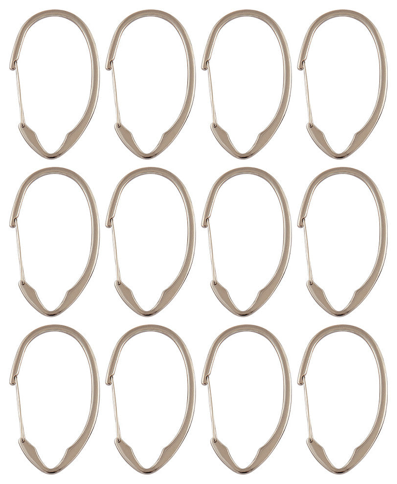 Utopia Alley Shower Hooks - Shower Curtain Rings for Bathroom, Set of 12, Brushed Nickel