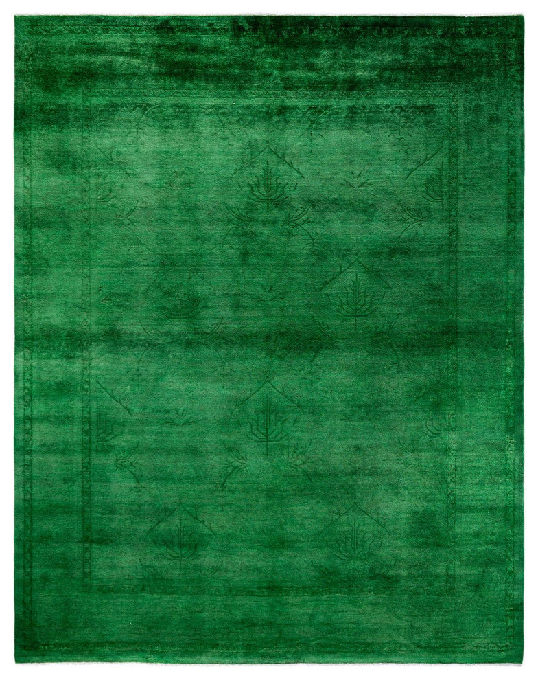 Overdyed, One-of-a-Kind Hand-Knotted Area Rug Green, 8'2"x10'1"