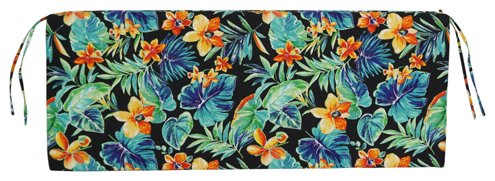 48"X19" Patterned Outdoor Spun Polyester Loveseat Cushion, Beachcrest Caviar