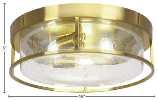 16" 3-Light Flush Mount Light, New Age Brass, Clear Bubble Glass