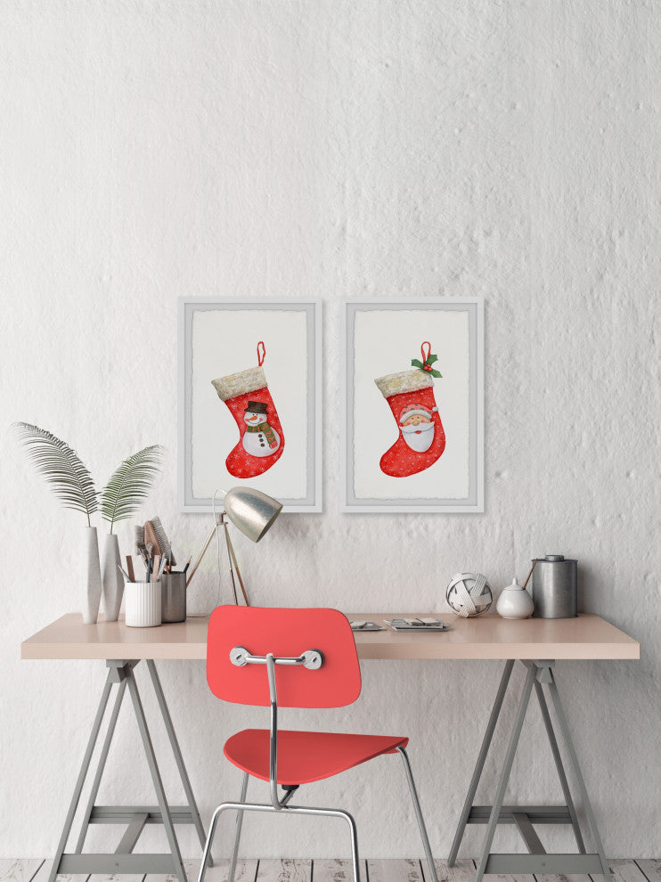Snowman and Santa Diptych, 2-Piece Set, 12x18