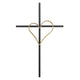 Cross Wall Black With Gold Heart Metal 12X19In