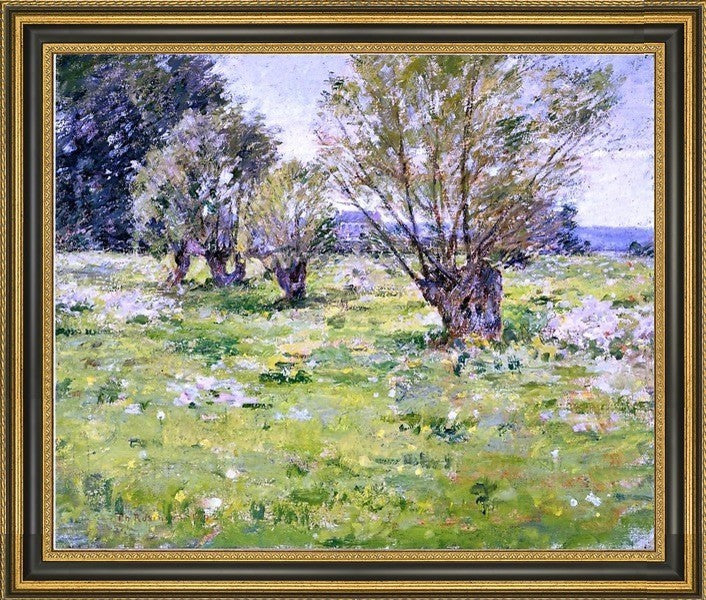 Theodore Robinson Willows and Wildflowers Framed Premium Canvas Print, 16"x20"