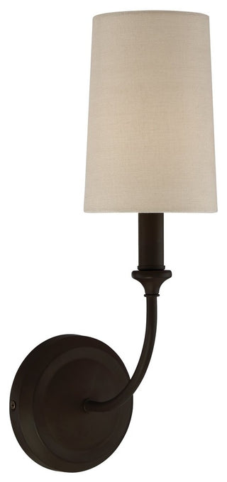 Sylvan 1 Light Sconce in Dark Bronze with Flax Linen