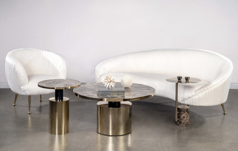 Taylor Round Pedestal Coffee Table, Brown and Gold