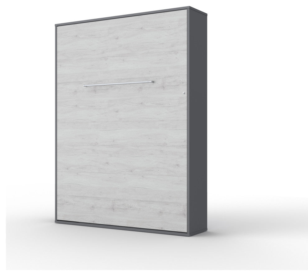 INVENTO Vertical Wall Bed, 55.1 x 78.7 inch, Grey/White Monaco