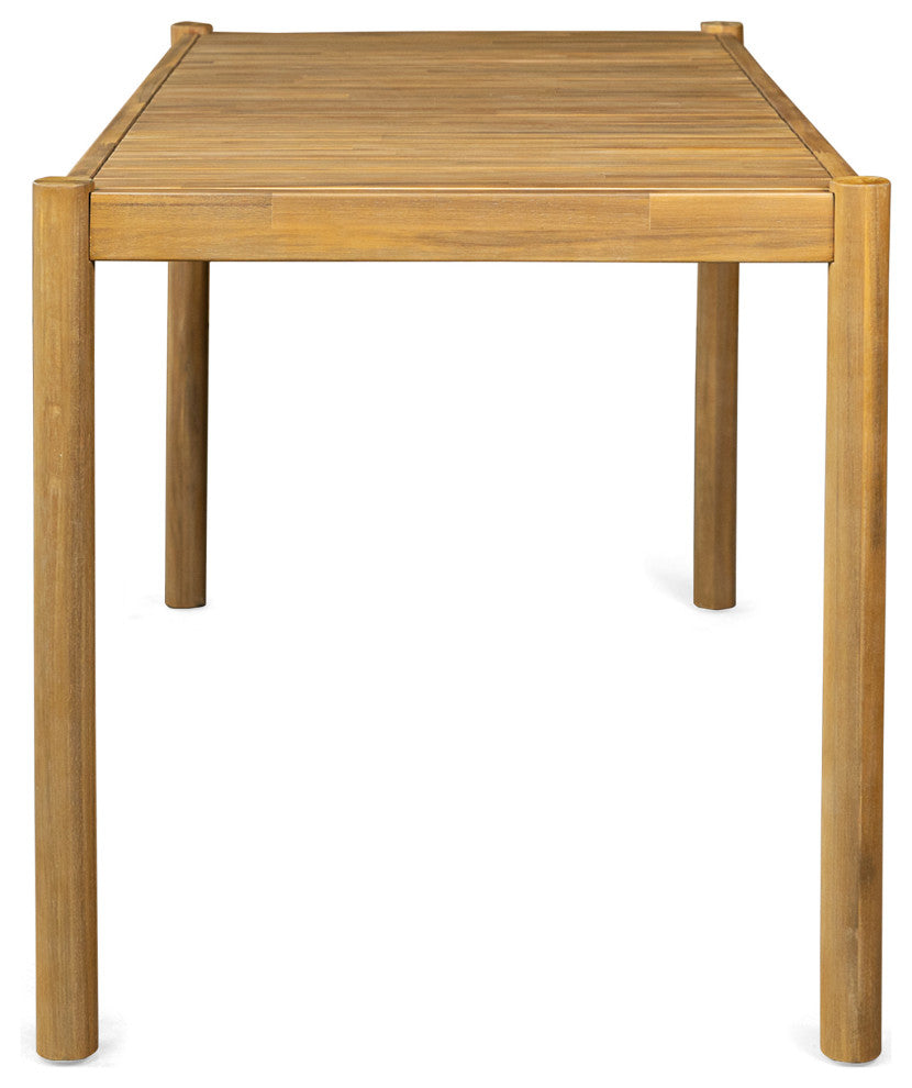 GDF Studio Outdoor Acacia Wood Dining Table, Light Teak, Light Teak