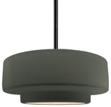 Radiance Medium Tier Pendant, Pewter Green Frame, Matte Black, Rigid Stem Kit