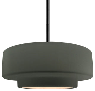 Radiance Medium Tier Pendant, Pewter Green Frame, Matte Black, Rigid Stem Kit