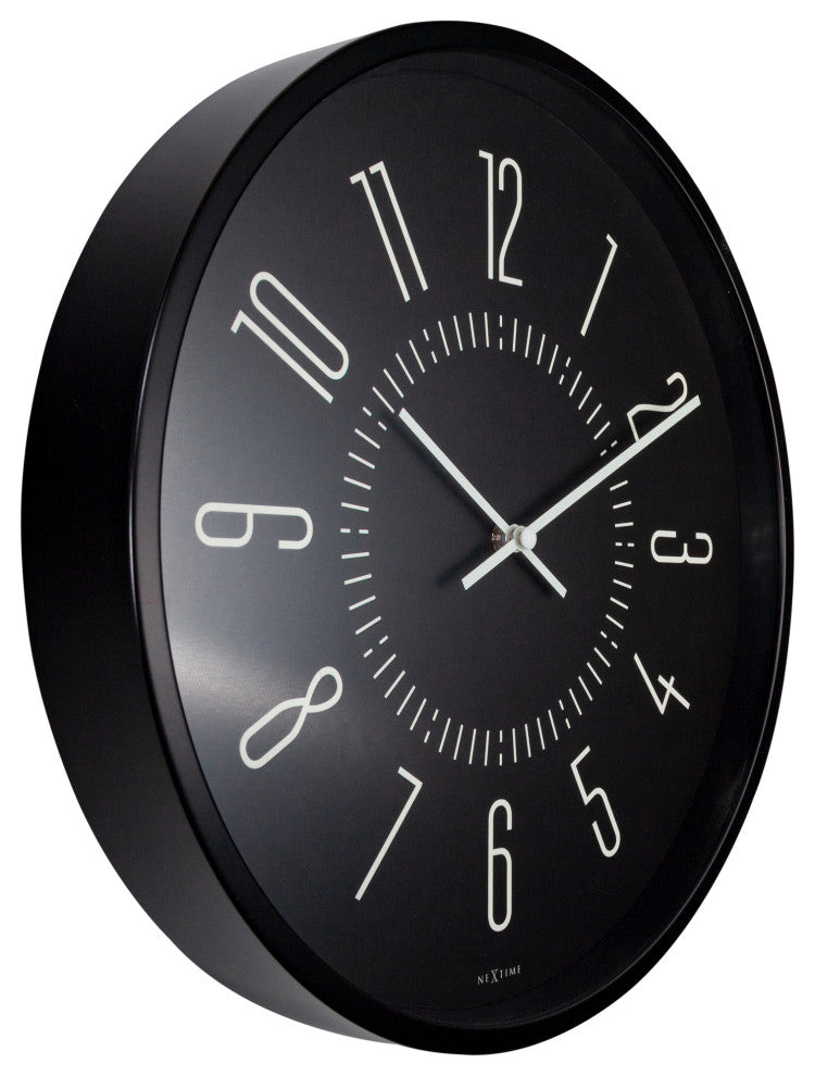 NeXtime Luminous Metal and Glass Wall Clock, Black