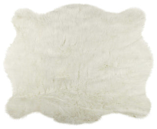 4' X 5' Polar Bear Off White Faux Hide Area Rug