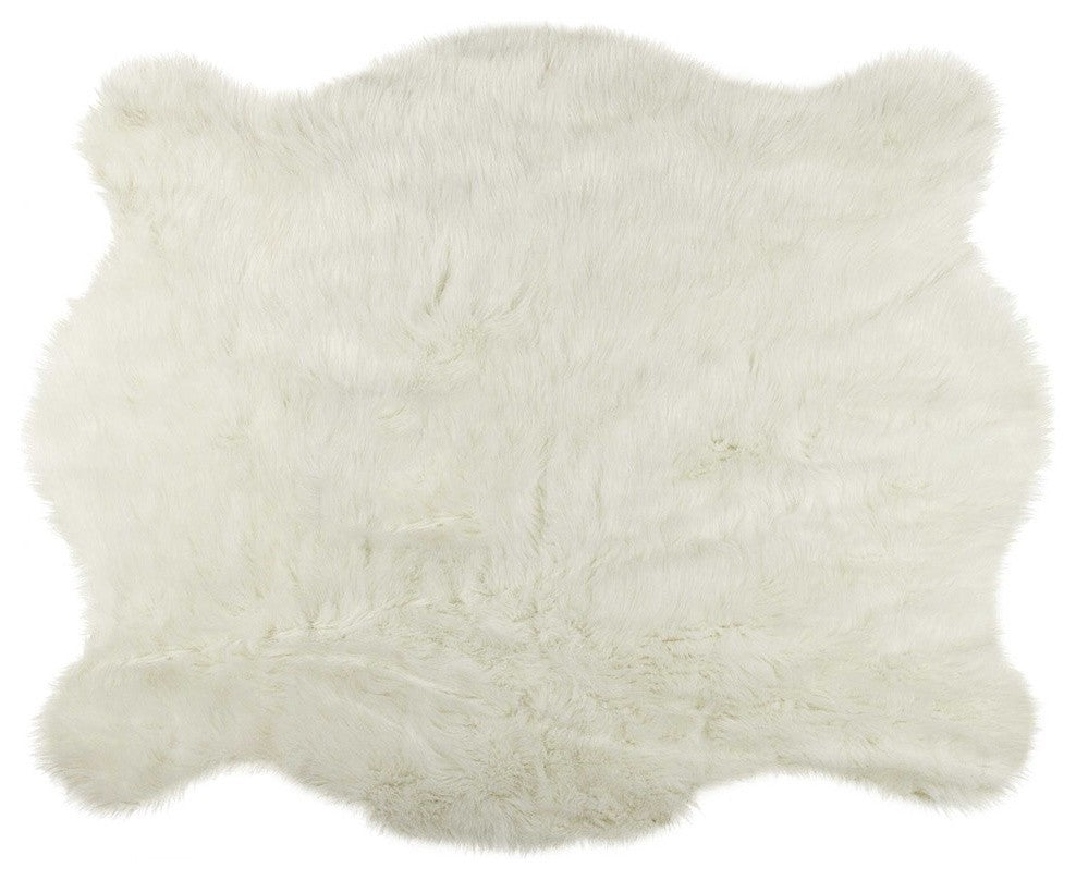 4' X 5' Polar Bear Off White Faux Hide Area Rug