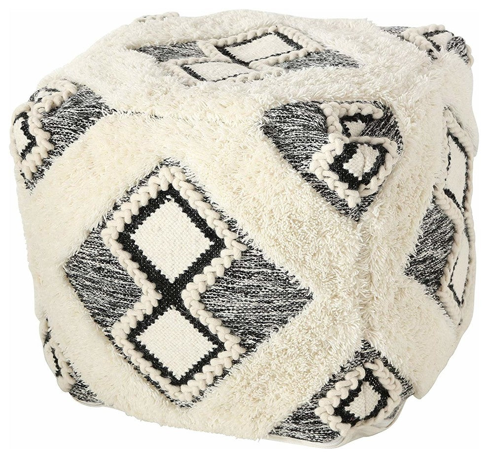 Boho Fringy Ottoman Cube Pouf