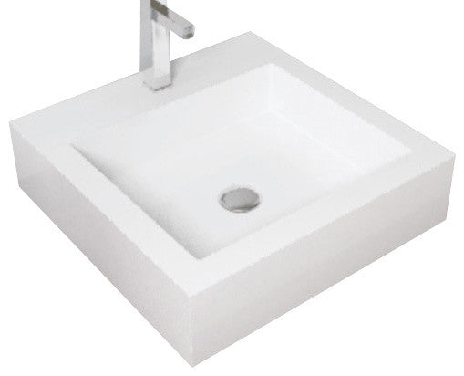 Badeloft Stone Resin Countertop Sink, Matte White, Small