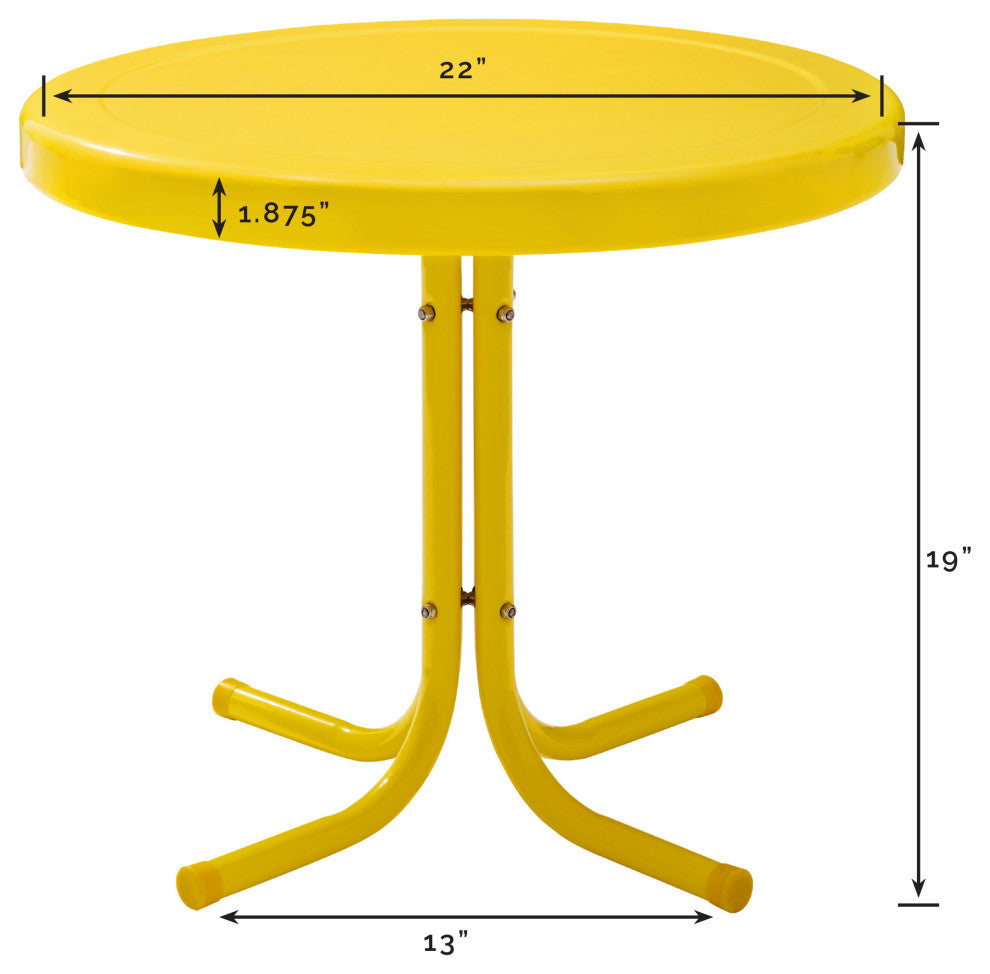 Retro Metal Side Table, Yellow
