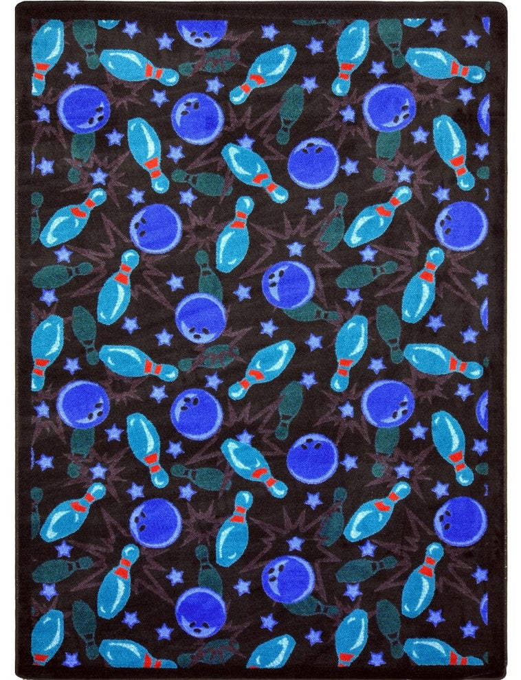 Games People Play Rug, Retro Bowl, 7'8"x10'9", Cool Blue