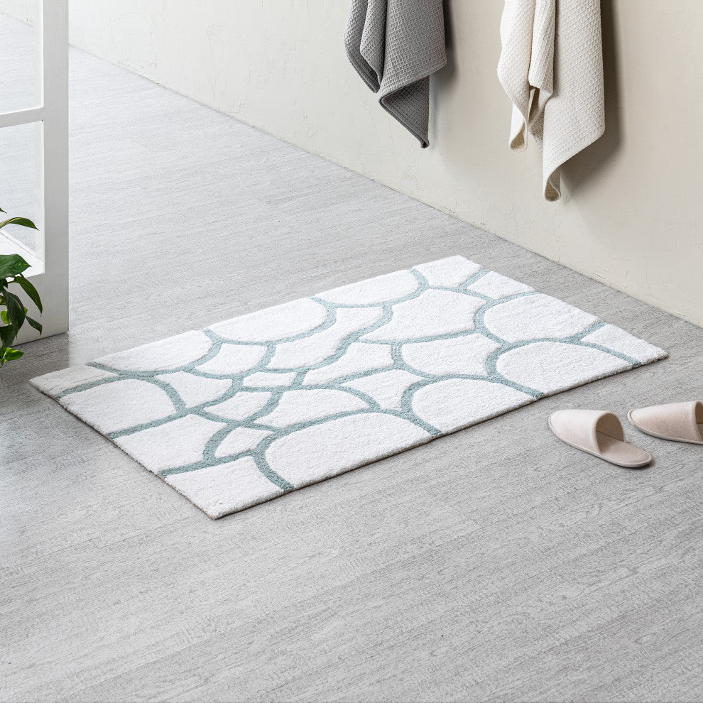 Edington Machine Tufted Bath Mat, Blue, 30x50