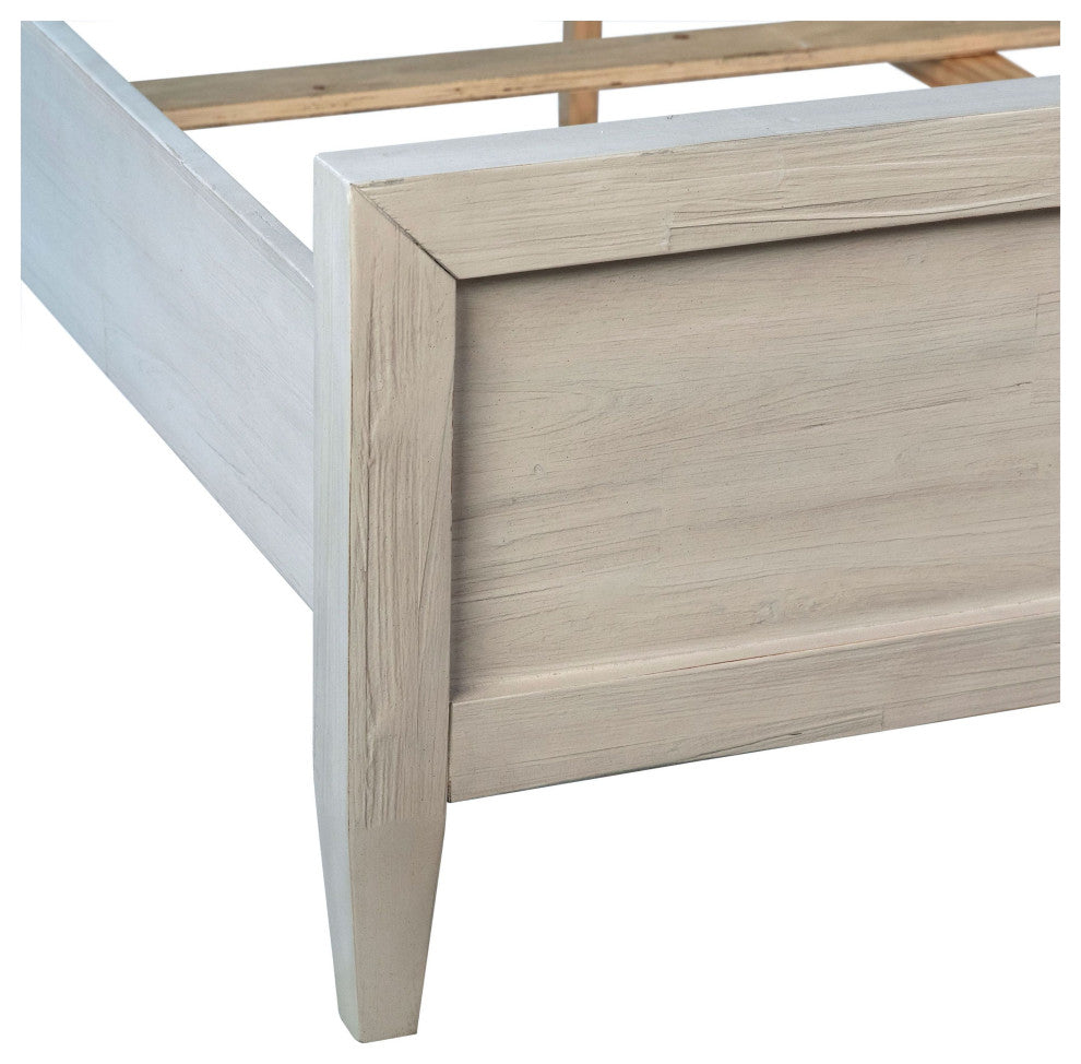 Xander Reclaimed Acacia Coastal Panel Bed With Textured Headboard inlay, King