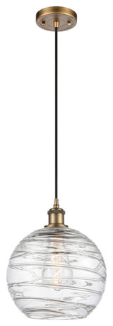 Large Deco Swirl 1-Light Mini Pendant, Brushed Brass, Clear