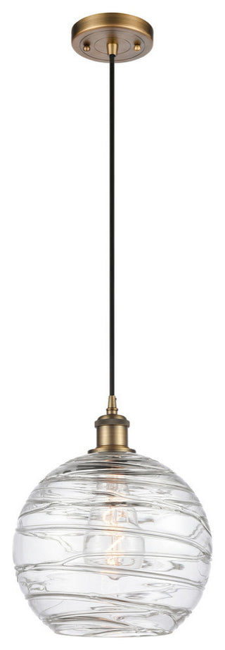 Large Deco Swirl 1-Light Mini Pendant, Brushed Brass, Clear