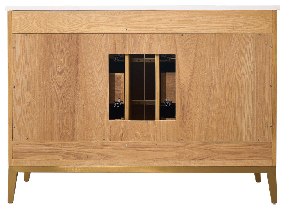 Nolan Freestanding Bathroom Vanity with Quartz Top, Light Oak, 48"