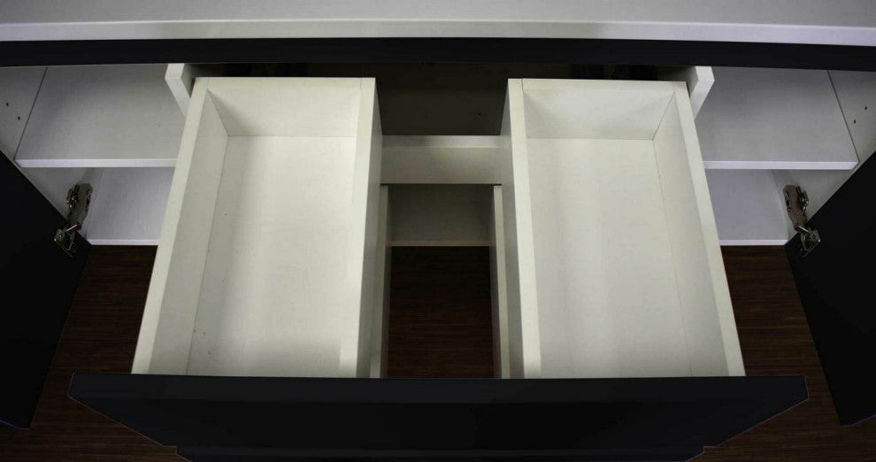Salt 18Dx48" Floating Bathroom Vanity, Glossy Black, Cabinet Only