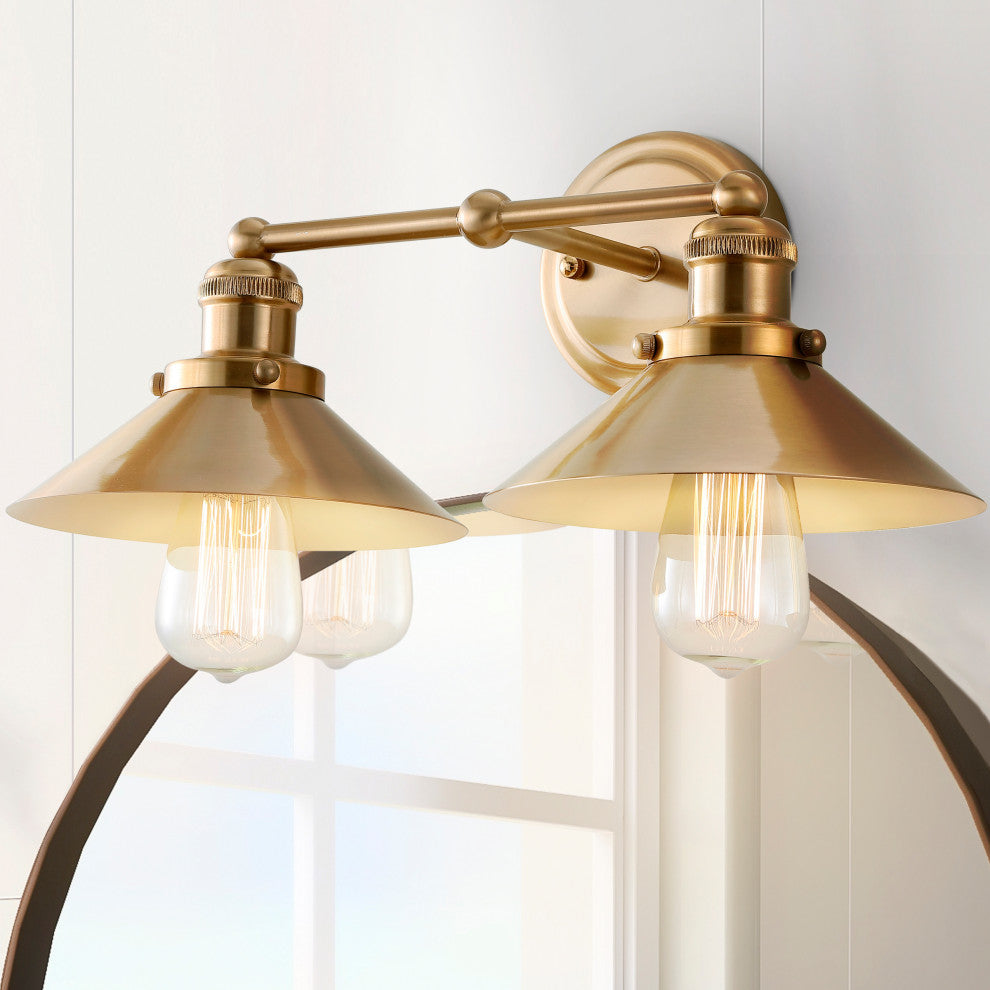June Metal Shade Sconce, Brass Gold, 2-Light
