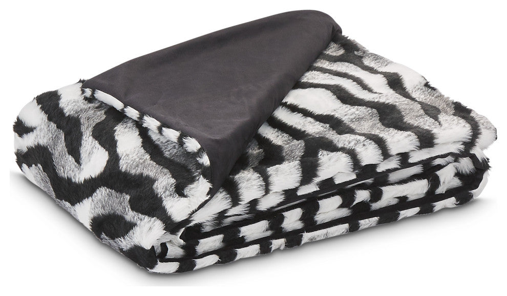 Zephyr 56" x 72" Faux-Fur Throw, Ebony