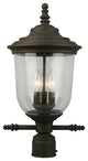 Eglo 3x60w Outdoor Post Light W/ Matte Bronze Finish & Clear Seeded Glass - 2028
