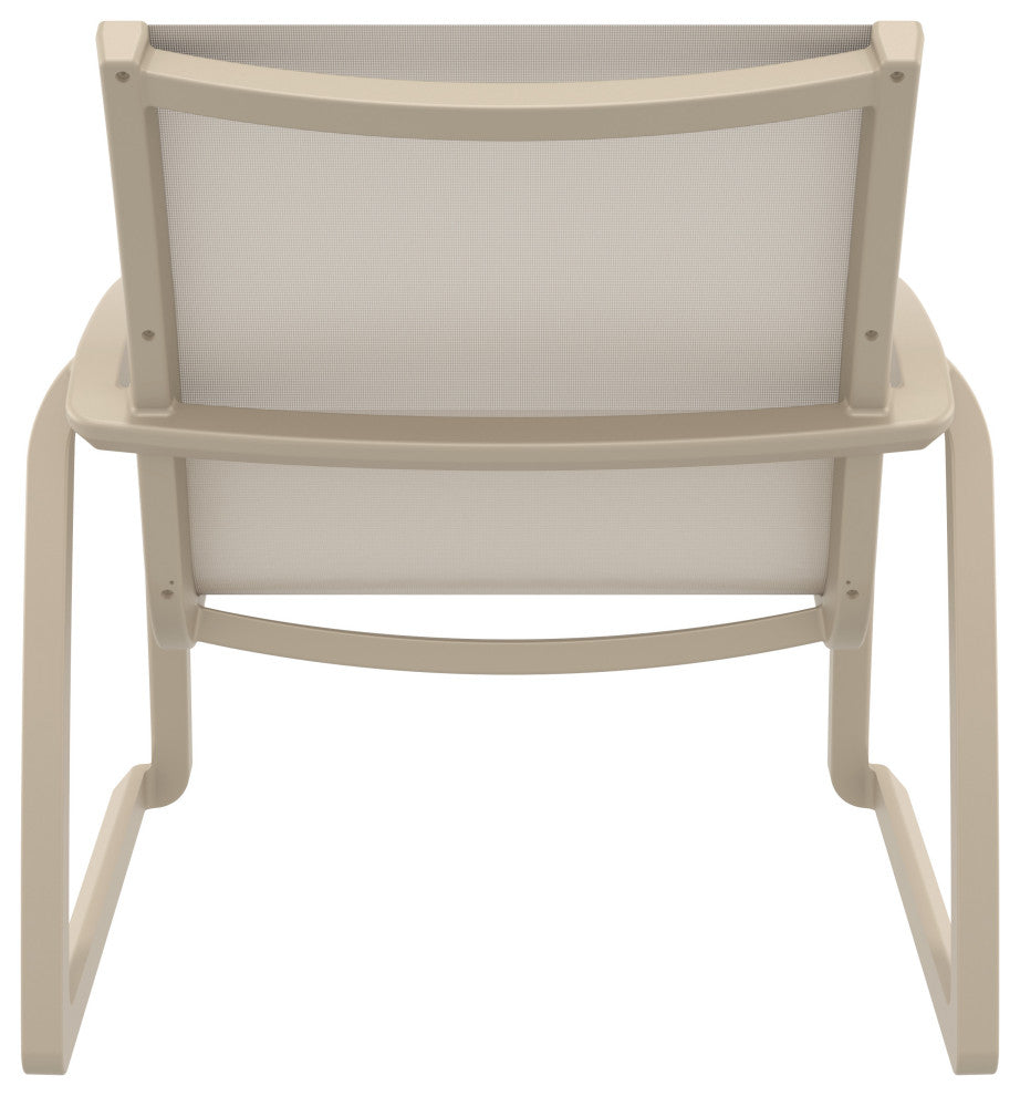 Pacific Club Arm Chair Frame Black Sling Set of 2, Taupe