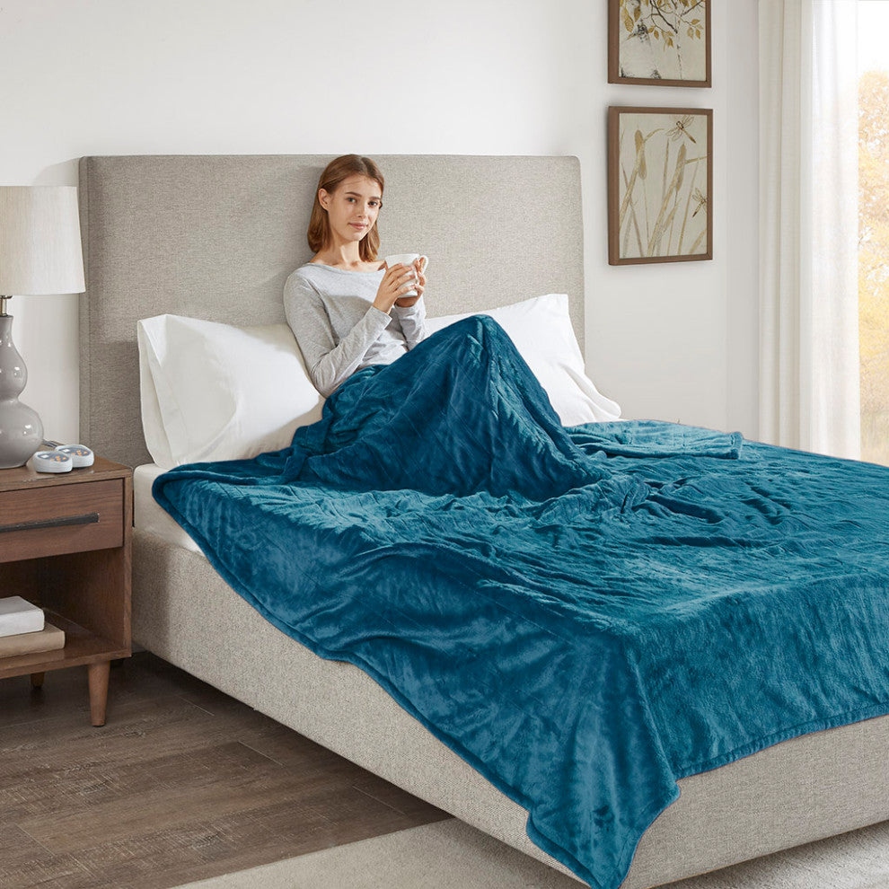 Beautyrest Heated Plush Plush Heated Blanket, Teal