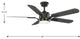 Claret 5-Blade Reversible Distressed Ebony/Gray Wood 56" LED Ceiling Fan