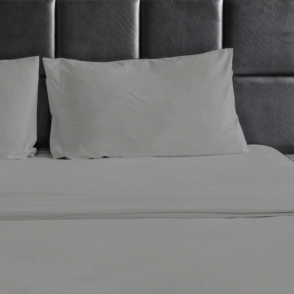 Bluff City Bedding, 1800 Thread Count 4-Piece Set, Silver, Twin/Twin Xl