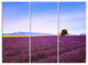 "Lavender Flowers With Old House" Metal Wall Art, 3 Panels, 36"x28"