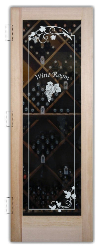 Wine Door - Grape Cluster Grape Ivy with Text - Douglas Fir (stain grade) -...