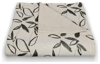 Black Leaf Stripes 50"x60" Coral Fleece Blanket