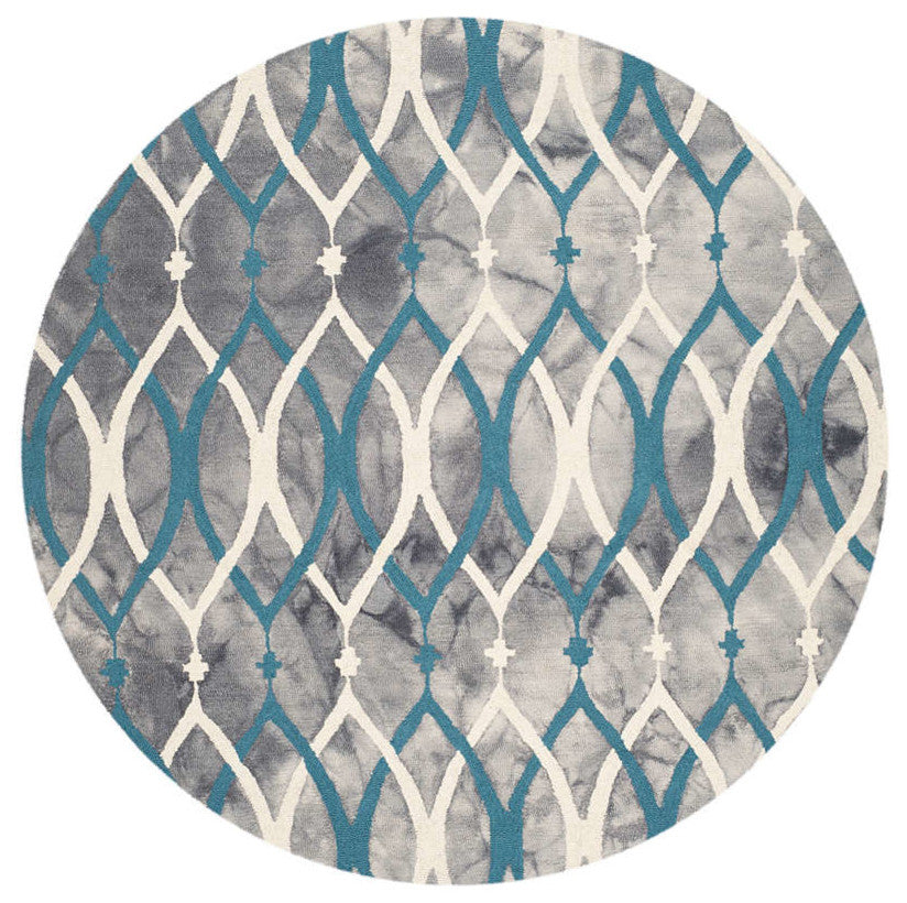 Safavieh Dip Dyed Ddy534J Geometric Rug, Gray/Ivory Blue, 5'0"x5'0" Square