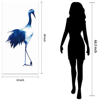 "Ink Drop Crane 1" Wall Art on Frameless Free Floating Tempered Glass Panel