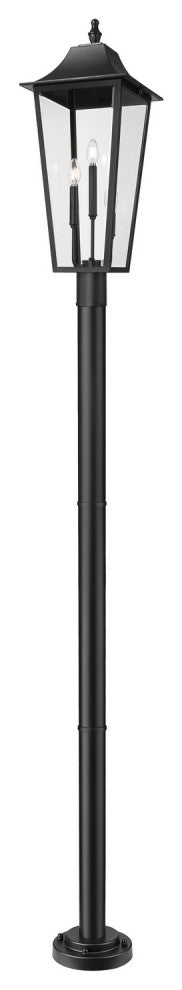 Gannon Three Light Outdoor Post Mount in Black