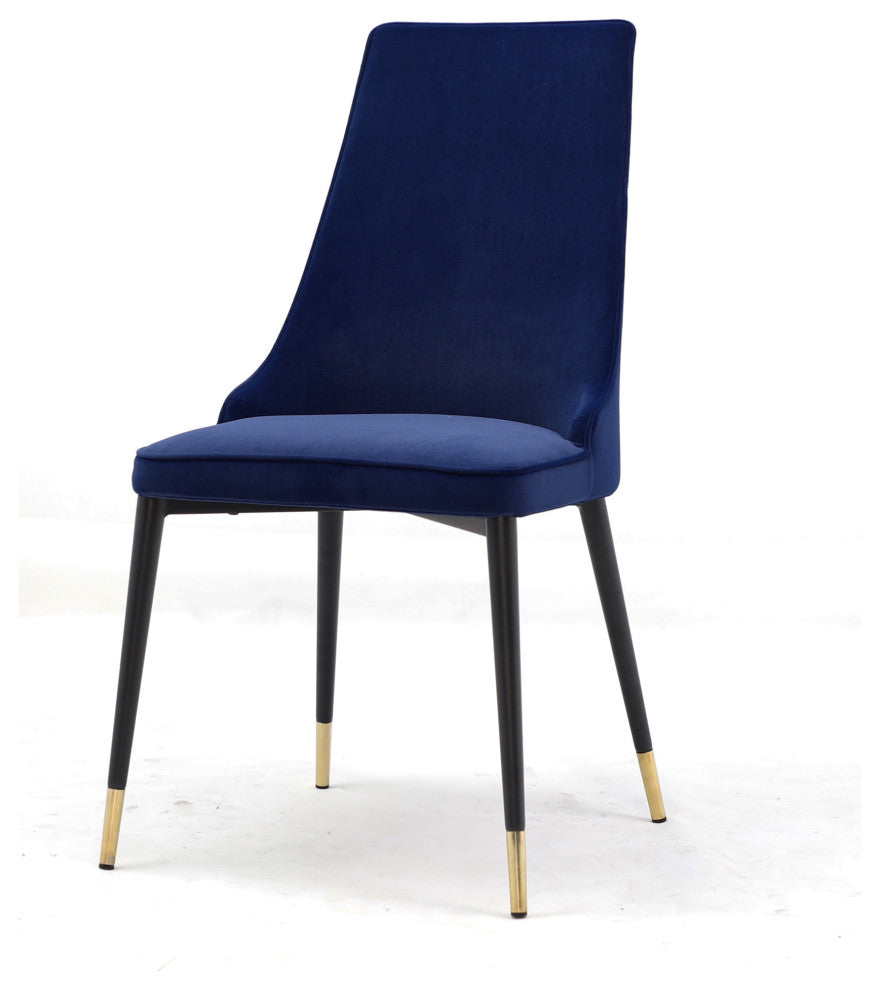 Elite Living Chelsea, Set of 2, Velvet Upholstered Dining Chair, Velvet Blue
