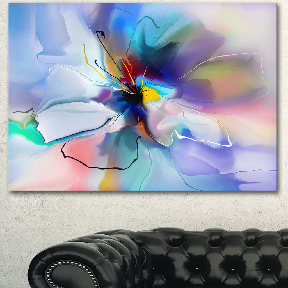 Abstract Creative Blue Flower, Extra Large Floral Wall Art, 40"x30"