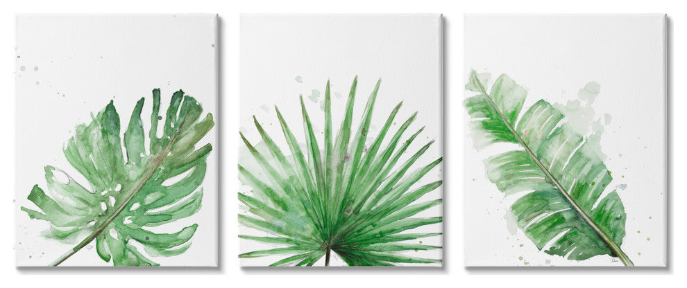 Green Leaves Modern Green Tropical Palm Fans ,3pc, each 16 x 20