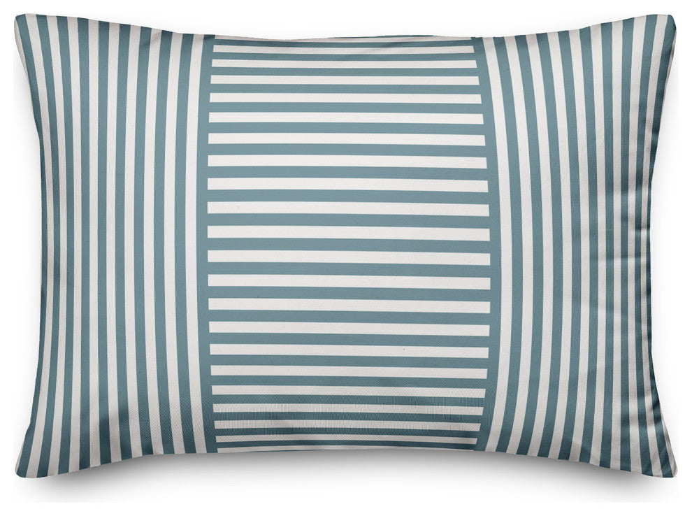 Blue Patchwork Stripe 14x20 Lumbar Pillow