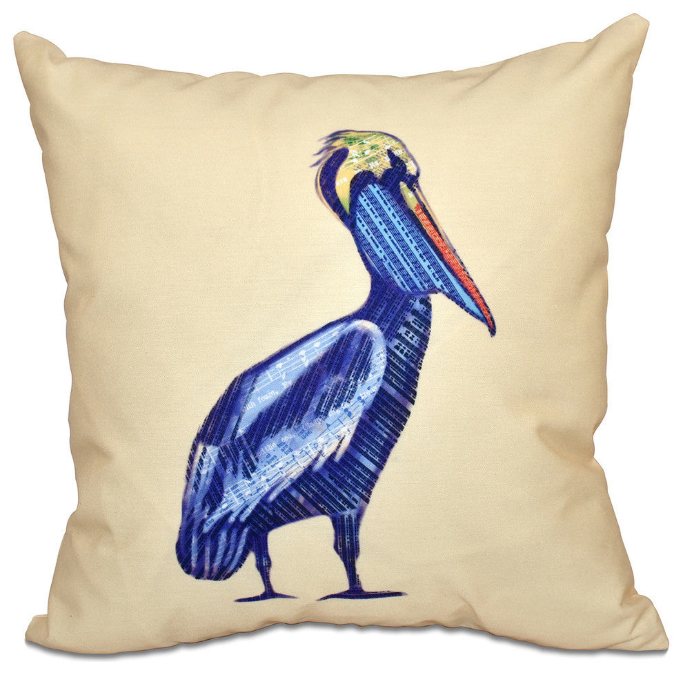 Sea Music, Animal Print Pillow, Yellow, 20"x20"