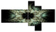 Yellow and Green Fractal Flower, Abstract Wall Art Canvas, 60"x32", 5 panels