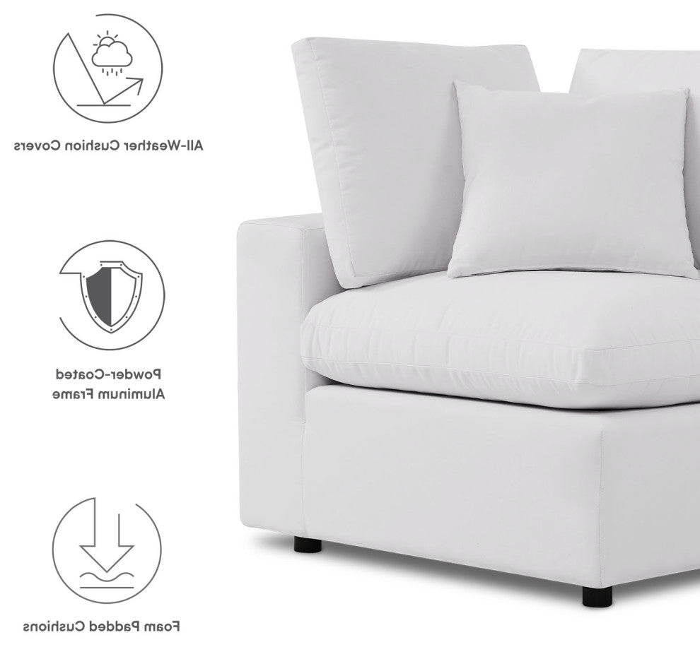 Modular Lounge Sectional Deep Sofa Set, White, Modern, Outdoor Hospitality
