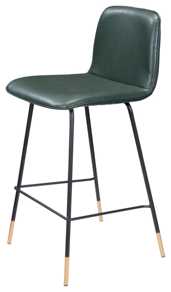 Counter Stool Chair, Steel Metal, Fabric, Green, Black, Gold, Mid Century Cafe