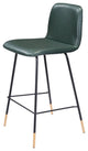 Counter Stool Chair, Steel Metal, Fabric, Green, Black, Gold, Mid Century Cafe