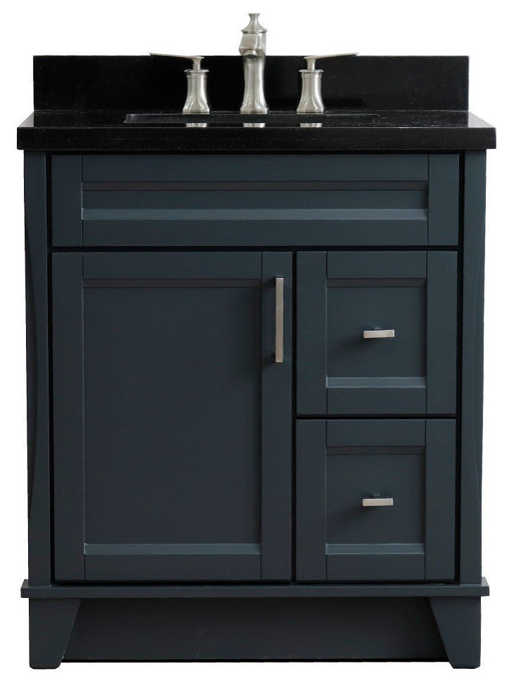 31" Single Sink Vanity, Dark Gray Finish With Black Galaxy Granite