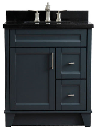 31" Single Sink Vanity, Dark Gray Finish With Black Galaxy Granite